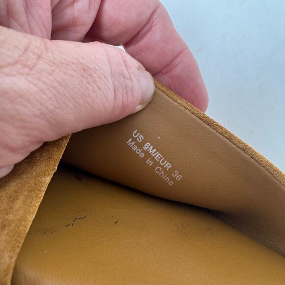 Vince Mustard Suede Platform Slide Sandals Minimalist Modern Summer Shoes Size 6 - Picture 11 of 12